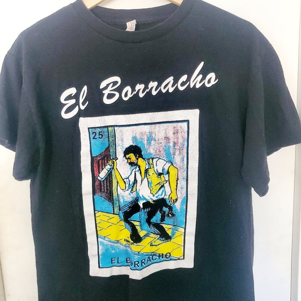 Mexican Loteria #25 El Borracho T-Shirt Men's Size M